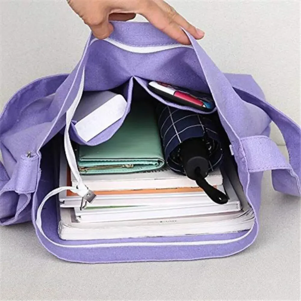 Purple Retro Canvas Shoulder Bag – Large Hobo Crossbody Tote Handbag with Zipper